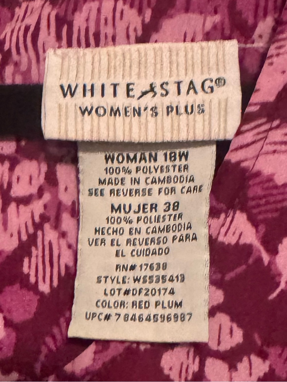White Stag Sz 18W Plum and Light Pink Floral Maxi Dress w/ front or back belt - Picture 2 of 9